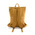 A tan backpack with a zipper, featuring padded shoulder straps and a carrying handle on top.