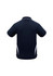 A navy blue polo shirt with white accent details and a logo on the front. The back is plain.