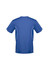 A blue kids' T-shirt with white detailing and short sleeves. It features a logo on the back.