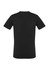 A black vintage T-shirt featuring short sleeves and a plain back. The shirt has a logo on the collar.
