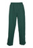 Green track pants featuring an elastic waistband and side pockets. The design includes a logo on one leg.