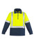 A unisex hi-vis polar fleece pullover in fluorescent yellow and navy, featuring reflective shoulder tape and a zip neck.