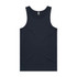 A navy blue singlet with a simple design, featuring a logo on the upper section.