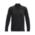 A black fleece 1/4 zip top for men, featuring a smooth finish and a logo on the chest.