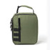 A green cooler bag with a zippered compartment and a handle, featuring black accents and a logo.