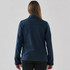 A women's softshell jacket in navy blue, featuring a sleek design with a collar and long sleeves.