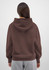A brown hoodie with a hood, featuring a relaxed fit and long sleeves, shown from the back.