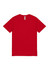 A red short sleeve t-shirt with a plain design and a logo label on the collar.