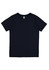 A navy short sleeve tee with a plain design and a neck label, featuring a logo on the inside.