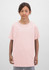 A short sleeve tee in a soft pink colour, featuring a simple design and a logo.