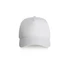 A white cap featuring a perforated design and a logo on the side.