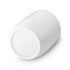 A white coffee cup with a rounded design and a smooth finish. The cup has a plain appearance, featuring a logo.