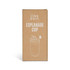 A coffee cup packaging in cream with a lid, featuring a simple logo and a water droplet design.