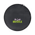 A round black bag with a zip closure, featuring a colourful logo that includes the words "The Gentle Hustle."