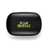 A rectangular, black container featuring a logo in vibrant green and pink colours.