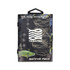 A fishing tackle pack with silver hooks, sinkers, and a logo, featuring a water-themed background.