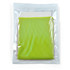 A green cooling towel neatly packaged in a transparent pouch, featuring a textured surface.