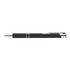 A sleek black metal pen with silver accents, featuring a streamlined design and clip for easy attachment.