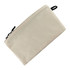 A large beige cosmetic bag with a zipper closure and a small loop attachment. It features a plain design.