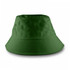 A green bucket hat with a wide brim and ventilation holes, featuring a logo on the front.