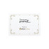 A decorative card featuring a quote about self-care, with elegant flourishes and a brand logo at the bottom.