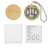 A circular wireless charger set in bamboo, featuring multiple charging cables and a storage compartment, with a user guide.
