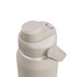 A drink bottle in a light grey colour with a twist cap and a handle for easy carrying. It features a logo.