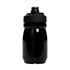 A drink bottle in black, featuring a screw-on top and a built-in spout. It has a sleek design and a logo.