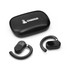 Black Loop Ear Buds with a charging case, featuring a logo on the case and a sleek design.
