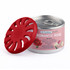 A can of air freshener in a pink design with a red vented lid, featuring a rose illustration.