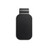 A black visor glasses holder with a sleek, rounded rectangular design and an attachment clip at the top.