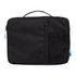 A black organiser case with a handle and front pocket, featuring a zip closure and a logo.