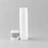 A white lip balm container and a small white cap, featuring an unobtrusive logo.