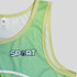 A green women's active tank top featuring a logo and a light yellow trim.