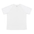 A white women's active V-neck T-shirt with short sleeves, featuring a logo on the label.