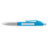 A Spin Message Pen in blue and silver, featuring a message that reads "Call today and help is on the way!"