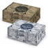 A die cut box with a locking lid, featuring brown and white designs, both displaying various bread-related graphics and logos.