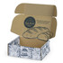 A die cut box with a locking lid in brown and printed designs, featuring illustrations of bread and baked goods.