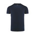 A navy blue men's active tee with a round neckline and short sleeves, featuring a logo on the inside neckline.