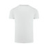 A plain white men's active t-shirt with short sleeves and a round neckline, featuring a logo.