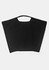A black nylon tote bag with a handle, featuring a simple design and a spacious interior.