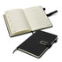 A black weekly diary with a bookmark and elastic band, featuring blank pages for scheduling and notes.