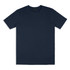 A navy unisex T-shirt with a round neckline and short sleeves, featuring a logo.