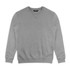 A grey unisex sweatshirt featuring a round neckline and ribbed cuffs, with a subtle logo on the chest.