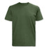 A plain olive green men's T-shirt with a crew neck and short sleeves, featuring a logo.