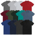 A collection of TRENDSWEAR Carter men's polo shirts in various colours, including grey, white, red, and navy. Each shirt features a logo.