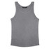 A grey women's tank top with a classic singlet design and a logo at the neckline.