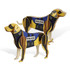 A wooden model of a police dog in brown and yellow colours, featuring a detailed design and stand-up structure.