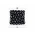 A clear cello bag filled with shiny black jelly beans, neatly packaged.