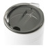 A drink bottle with a silver lid and a white body, featuring a small drinking opening and a logo.